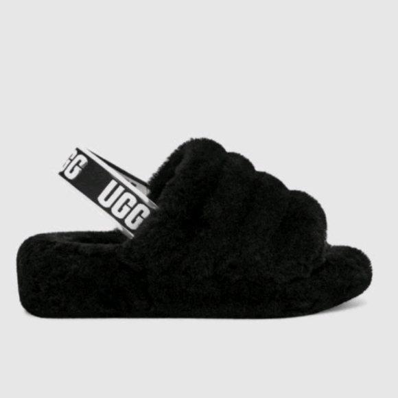 Ugg Womens Black Fluff Yeah Slipper 6 - Picture 1 of 10
